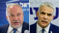 יאיר לפיד ואביגדור ליברמון (צילום: יונתן זינדל, אוליבייה פיטוסי/פלאש 90)