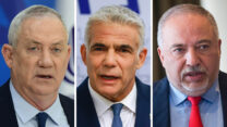 מימין: יו"ר מפלגת ישראל ביתנו אביגדור ליברמן, ראש האופוזיציה יאיר לפיד ויו"ר מפלגת כחול לבן בני גנץ (צילומים: יונתן זינדל, תומר ניוברג / פלאש90)
