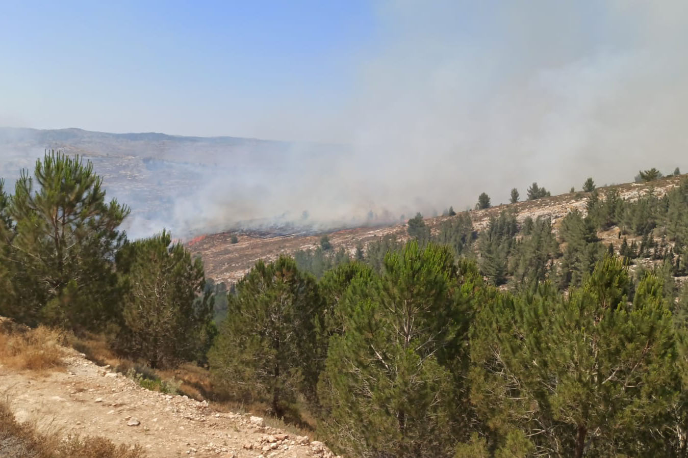 השריפה בבת עין (צילום: כבאות והצלה מחוז יו"ש)