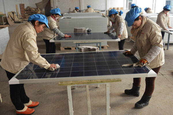 מפעל לוחות סולאריים במחוז שינג'יאנג בסין (צילום: reuters)