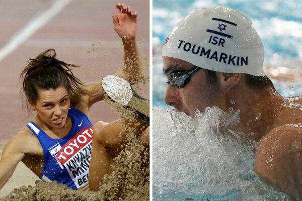 יעקב טומרקין וחנה קנייזבה-מיננקו (צילומים: איגוד השחייה /  AP Photo)