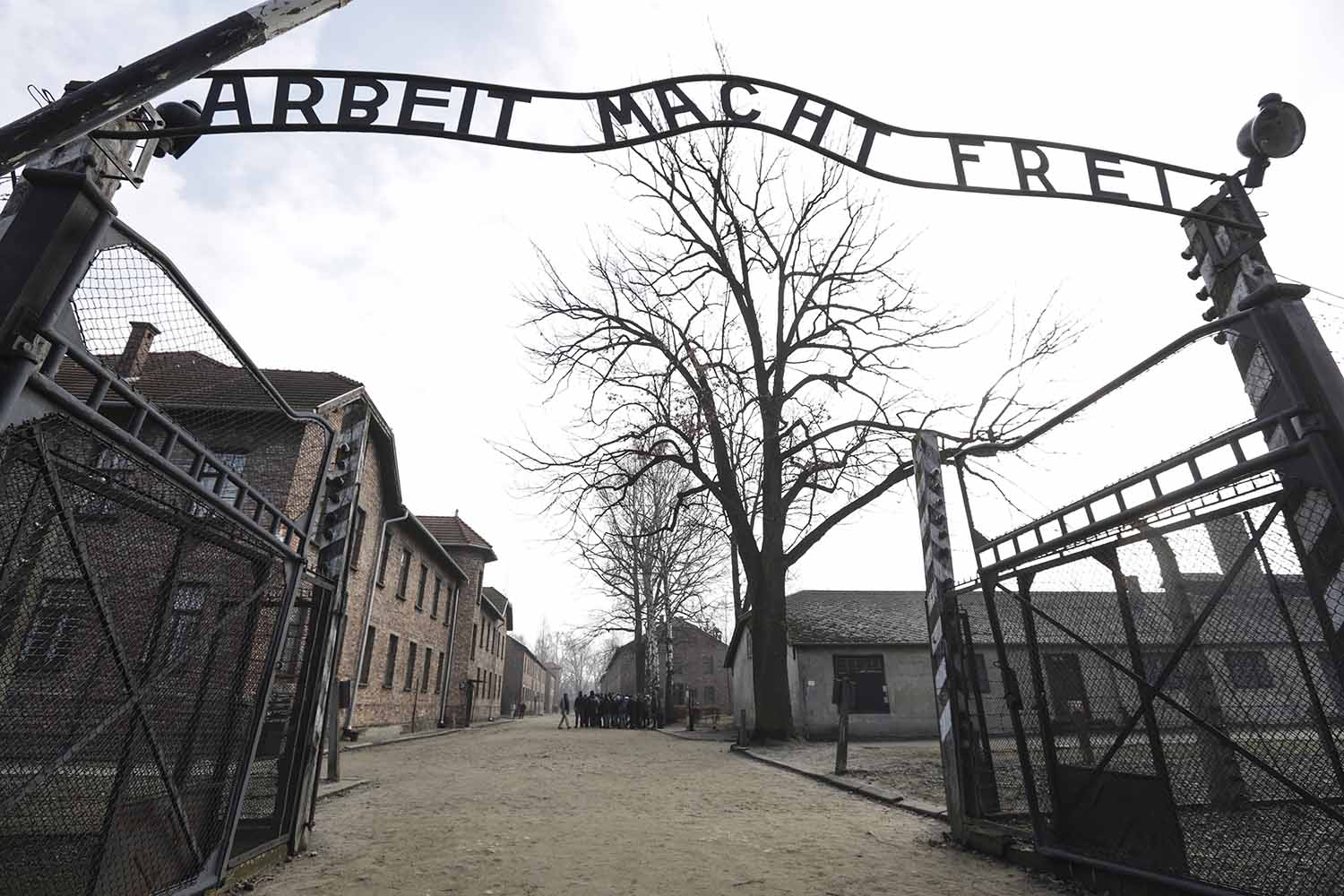 שער מחנה ההשמדה אושוויץ עם השלט &quot;העבודה משחררת&quot; (צילום: AP Photo/Michael Sohn,file)