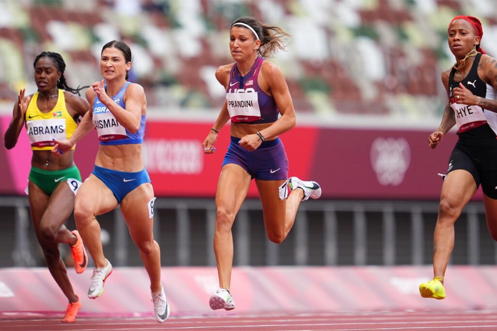 דיאנה ויסמן (שנייה משמאל) במוקדמות ריצת ה-100 מטר באולימפיאדת טוקיו. &quot;זאת הגאווה הכי גדולה שהרגשתי&quot; (צילום: REUTERS/Aleksandra Szmigiel)