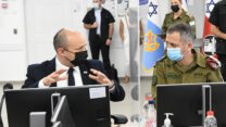 ביקור ראש הממשלה נפתלי בנט והרמטכ"ל אביב כוכבי במפקדת אלון בפיקוד העורף. (צילום: עמוס בן גרשום / לע"מ)