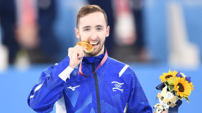 Artem Dolgopyat, seen here with his gold medal, is barred from marrying within the state of Israel because of having only a Jewish father and no Jewish mother. (Photo: Amit Shissel, Israel Olympic Committee)