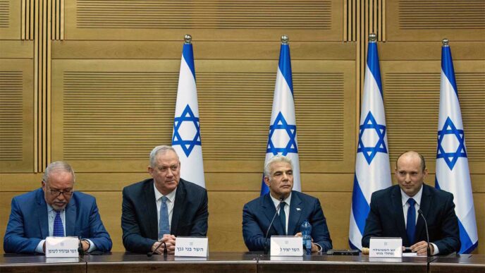 From right: Naftali Bennett, Yair Lapid, Benny Gantz and Avigdor Lieberman (Photo: Yonatan Sindel / Flash 90)