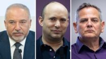 שר הבריאות ניצן הורוביץ (מימין), ראש הממשלה נפתלי בנט ושר האוצר אביגדור ליברמן (צילומים: פלאש 90)