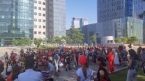 הפגנה של מטפלות במעונות לגיל הרך (צילום: מיכל מרנץ)