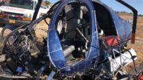 המסוק שהתרסק ליד היישוב רגבים (צילום: דוברות המשטרה)