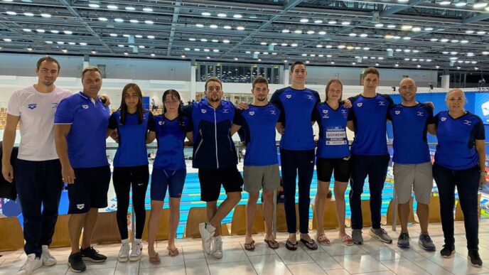 נבחרת ישראל בשחייה בסיום גביע העולם בברלין (צילום: איגוד השחייה בישראל)
