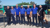 נהגי אגד שובתים (צילום: הסתדרות מרחב חיפה)