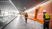 בניית תחנת אלנבי התת קרקעית, כחלק מהקו האדום של הרכבת הקלה בתל אביב. למצולמים אין קשר לכתבה (צילום ארכיון: יוסי זליגר / פלאש 90)
