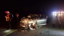 זירת התאונה בכביש 7 בה נהרג אדם אחד וחמישה נפצעו. (צילום: דוברות המשטרה)