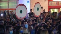 הפגנת רופאים מתמחים בהובלת ארגון 'מרשם' במחאה על מתווה קיצור התורנויות בסינמטק בתל אביב (צילום: אלעד גוטמן)