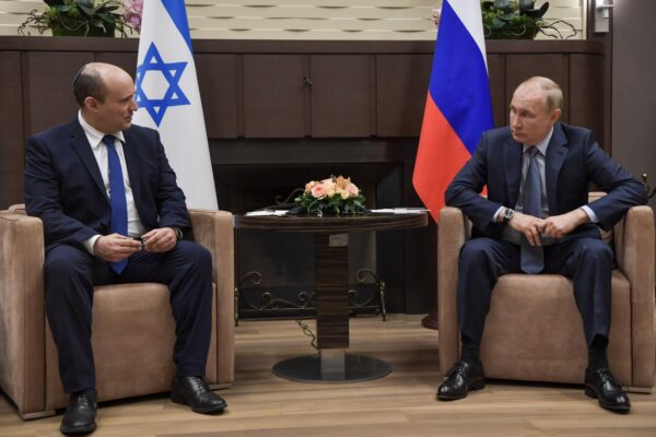 ראש הממשלה נפתלי בנט בפגישתו עם נשיא רוסיה ולדימיר פוטין (קובי גדעון/ לע"מ)