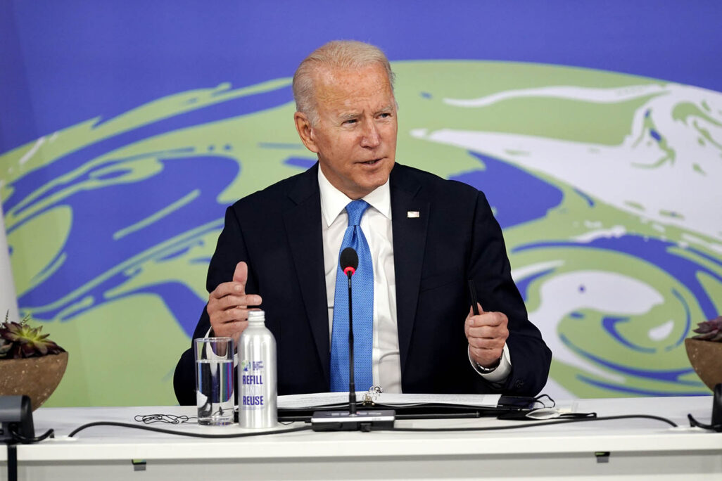 נשיא ארה"ב ג'ו ביידן בוועידת האקלים (צילום: AP Photo/Evan Vucci)