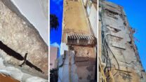 בניין ברחוב מסריק בבת ים פונה מתושביו עקב סכנת התמוטטות (צילום: דוברות כבאות והצלה לישראל)