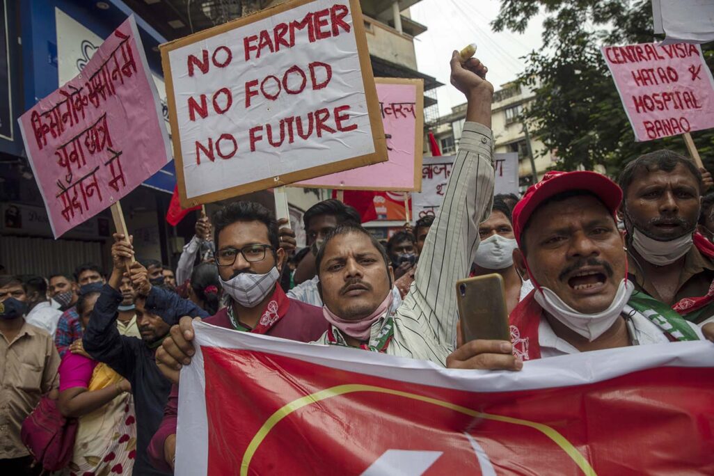 מחאת החקלאים בהודו (צילום: ap)