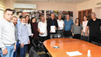 מעמד חתימת הסכם לעובדי מרכז הספורט באוניברסיטת תל אביב (צילום: דוברות ההסתדרות)