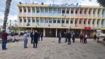 רעידת אדמה בצפון: עובדי עיריית בית שאן מתפנים מן המבנה בזמן הרעש (צילום: עיריית בית שאן)