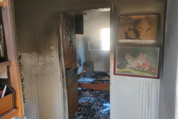 שריפה בבניין מגורים בחיפה בה נפצעה אישה בת 70 באורח קשה (צילום: דוברות כבאות והצלה)