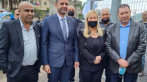 ח"כ מופיד מרעי (מימין), ח"כ רות וסרמן-לנדה, שגריר בחריין בישראל חאלד אל ג'לאהמה וראש המועצה האזורית אלבטוף וראש ועד ראשי הרשויות הבדואיות עאהד רחאל, בכינוס השדולה לקידום הבדואים בצפון (ללא קרדיט)