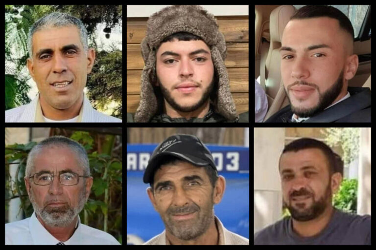 Construction workers who have died since the begining of 2022 (from top left): Jamil Khatib, Razi Abu Sabtan, Ahmad Ziad Asiad, Sayed Qaddah, Adel Beirut, and Epho Dirawi. (Photos: Private albums)