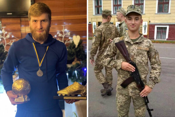 שחקני הכדורגל ויטאלי סאפילו (מימין) ודמיטרי מרטיננקו, שנהרגו בקרבות באוקראינה (צילום: רשתות חברתיות לפי סעיף 27א)