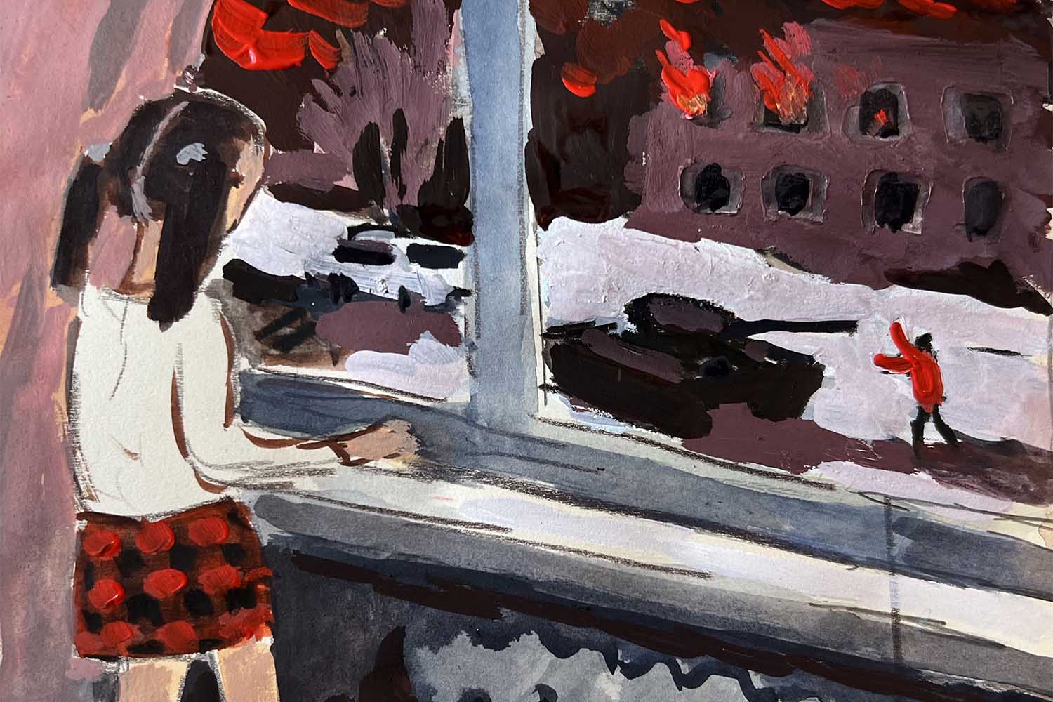 ציור של זויה צ'רקסקי מתוך הסדרה "ילדות סובייטית".