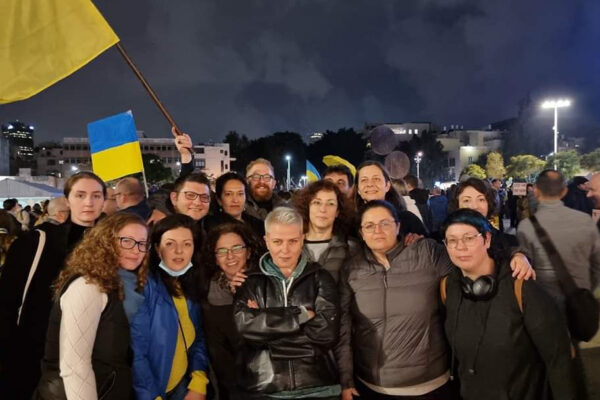 הפגנת תמיכה בלהט"ב באוקראינה שנערכה בפברואר בתל אביב (צילום: אלבום פרטי)