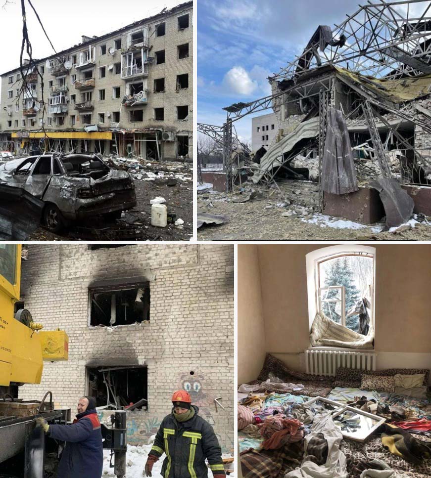 הרס מהפצצות רוסיות באיזיום. ״ברחובות יש עדיין גופות שלא פונו״ (צילום: אלבום פרטי)