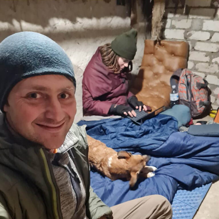 Boris and Yulia Kramer with their dog in the basement. “I saw the Russians shooting at civilians, but I did not understand the full scale of their actions.” (Photo: Private Album)