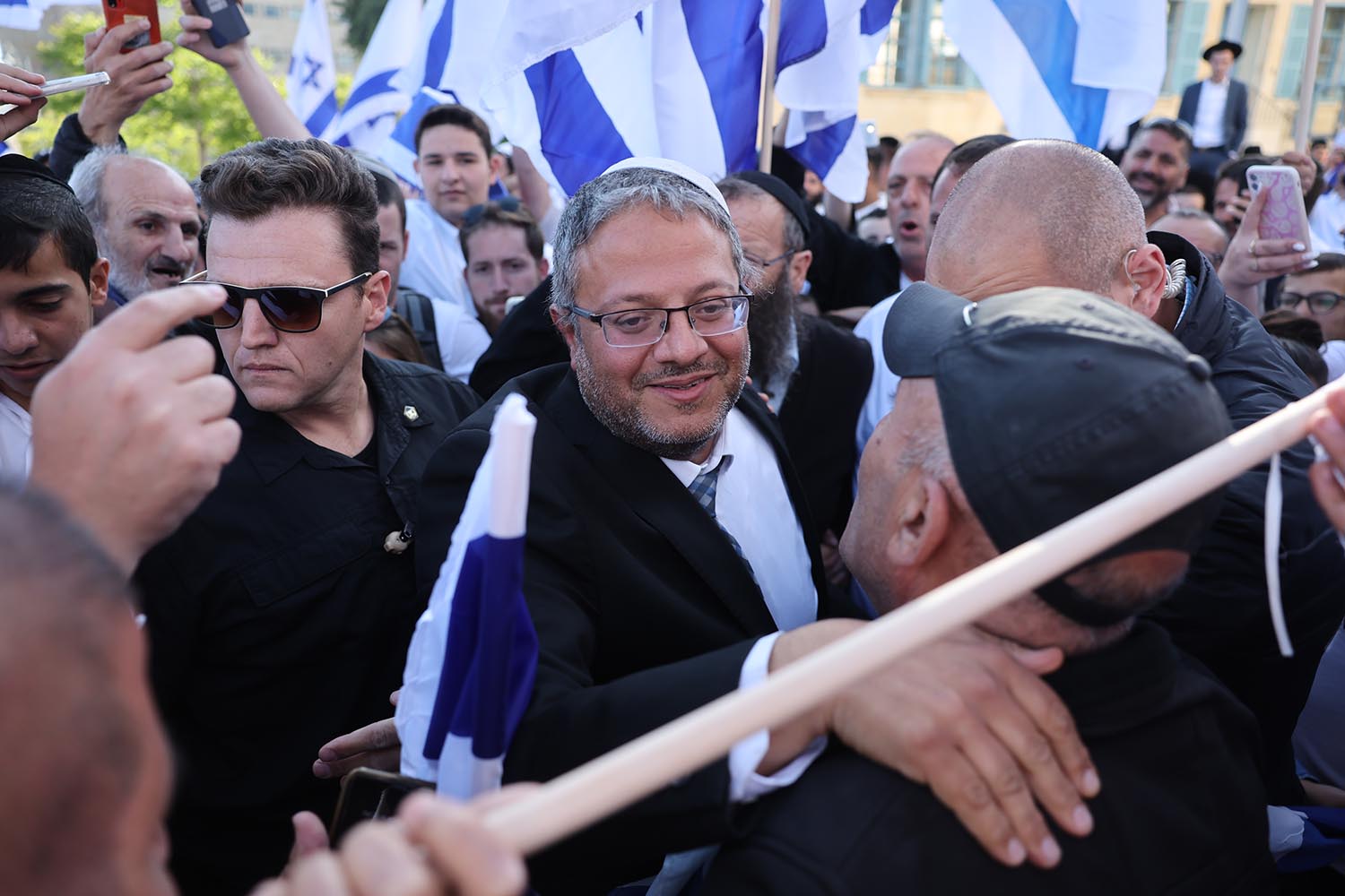 איתמר בן גביר במצעד הדגלים בירושלים בשנה שעברה (צילום ארכיון: יונתן זינדל/פלאש 90)