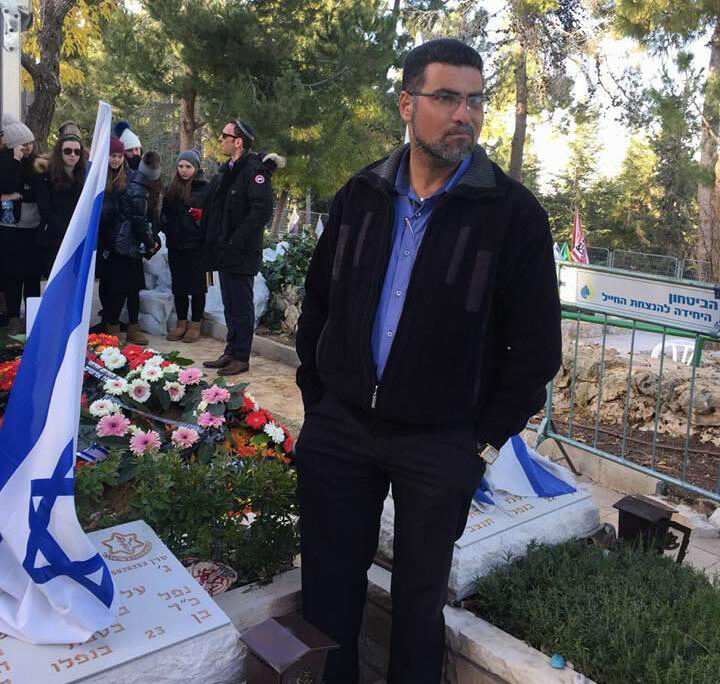 Na’il Zoabi in a military cemetery on Memorial Day. “We are Arabs who are tired of the war” (Photo: Private album)