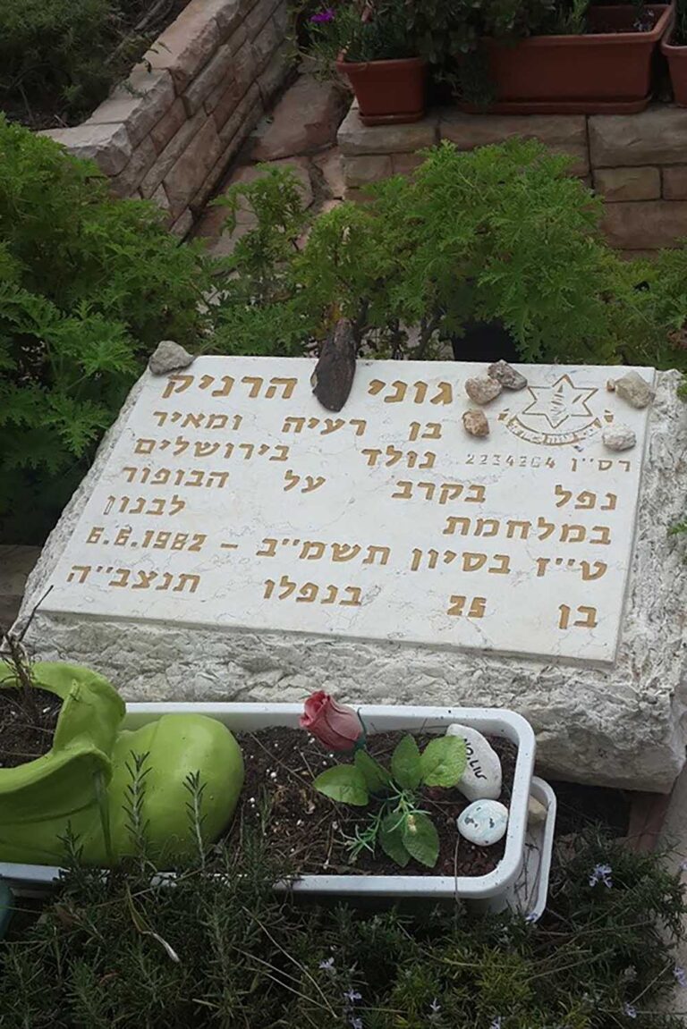 המצבה על קברו של גוני הרניק. &quot;במלחמת לבנון&quot; ולא &quot;במלחמת שלום הגליל&quot; (צילום: ינון גוטל-קליין)