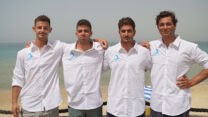 נבחרת השייט בדגם 49er. מימין: ים ורטהיים, מאור עבו, טל שדה ועיליי ראובני (צילום: זיו ליטני)