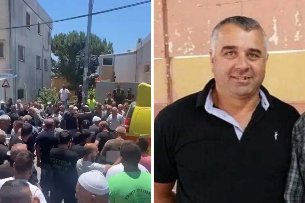 בסאם קבלאן וההתקהלות בבית ג'ן לאחר הירי (צילום: מתוך רשתות חברתיות, לפי סעיף 27א' לחוק זכויות יוצרים)