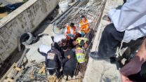 תאונת עבודה באתר בנייה ברחוב שמגר בירושלים (צילום: דוברות איחוד הצלה)