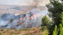 שירפה בהרי ירושלים ליד מתקן אדם (צילום: כיבוי והצלה)