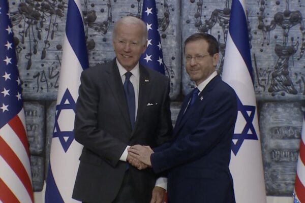 נשיא ארה״ב ג׳ו ביידן במשכן הנשיא, לפני פגישתו עם יצחק הרצוג (צילום: דוברות בית הנשיא)
