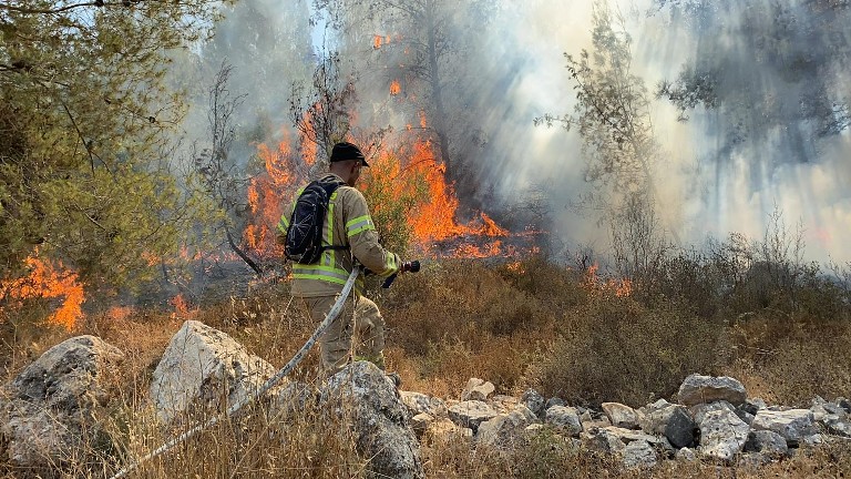 לוחמי אש בשריפה (צילום: כבאות והצלה ירושלים)