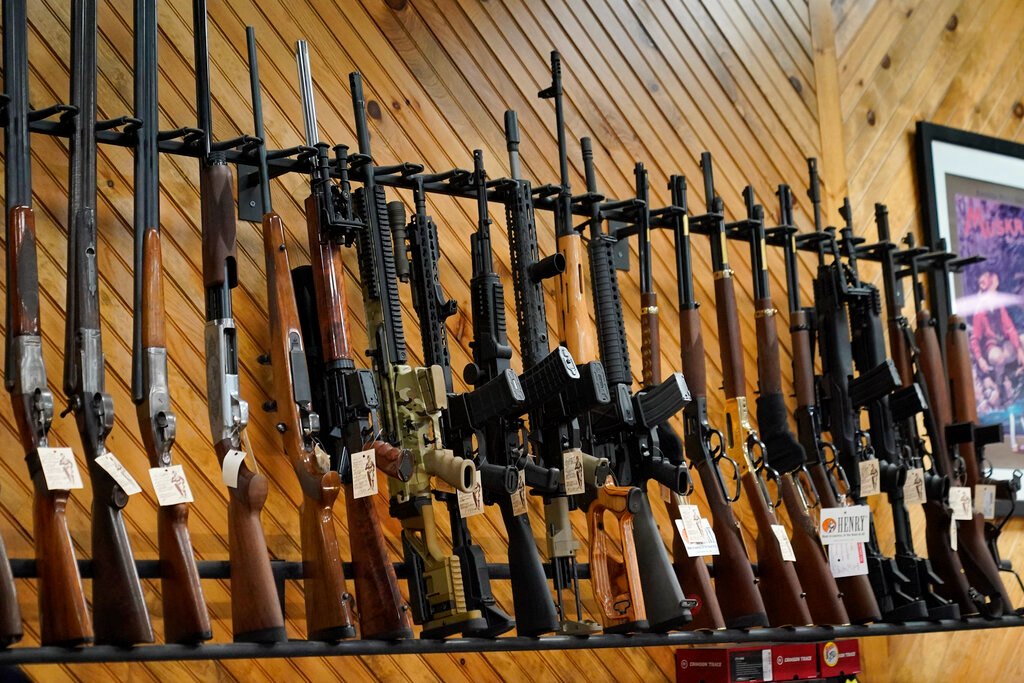 חנות כלי נשק במיין, ארצות הברית (צילום: AP Photo/Robert F. Bukaty, File)