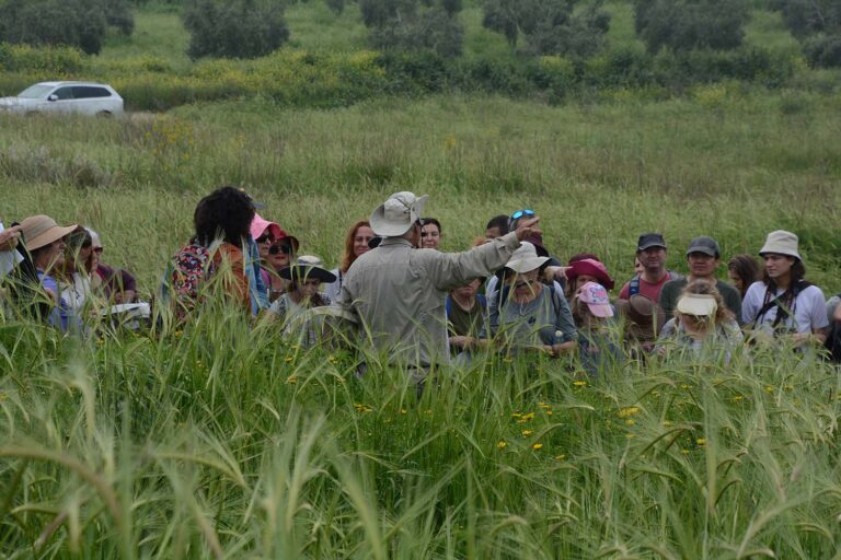 בנימיני מדריך את חברי קהילת מנטרי הפרפרים המועצה האזורית גזר לפני ספירת הפרפרים הגדולה (צילום: אלבום פרטי)