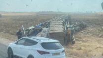 מזירת התאונה בכביש 6 (צילום: דוברות כב"א)