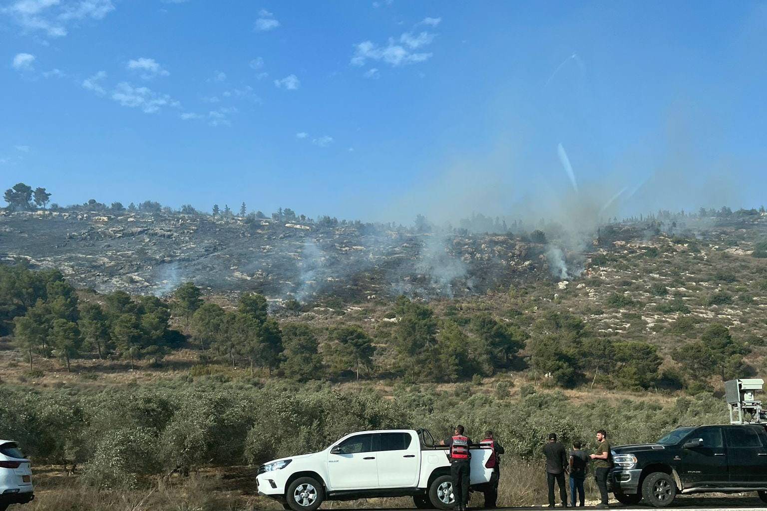 שריפת חורש בגליל ליד אחיהוד (צילום: דוברות כבאות והצלה לישראל)
