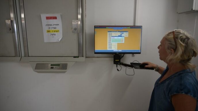 The key cabinet for the kibbutz cars (Photo: Uriel Levy)