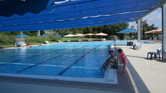 The kibbutz swimming pool (Photo: Uriel Levy)