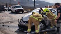 זירת התאונה בכביש 60, סמוך לצומת רחלים (צילום: תיעוד מבצעי מד"א)