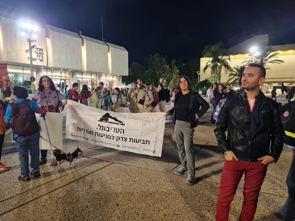 הפגנה במוזיאון תל אביב לציון יום המאבק לאלימות כלפי נשים (צילום: הדס יום טוב)
