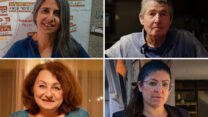פעילי דיור ציבורי בבאר שבע. מימין למעלה ובכיוון השעון: מיכה רחמן, שלי מרגי ועקנין, מרינה זמסקי ומיטל כהן (צילומים: דוד טברסקי)